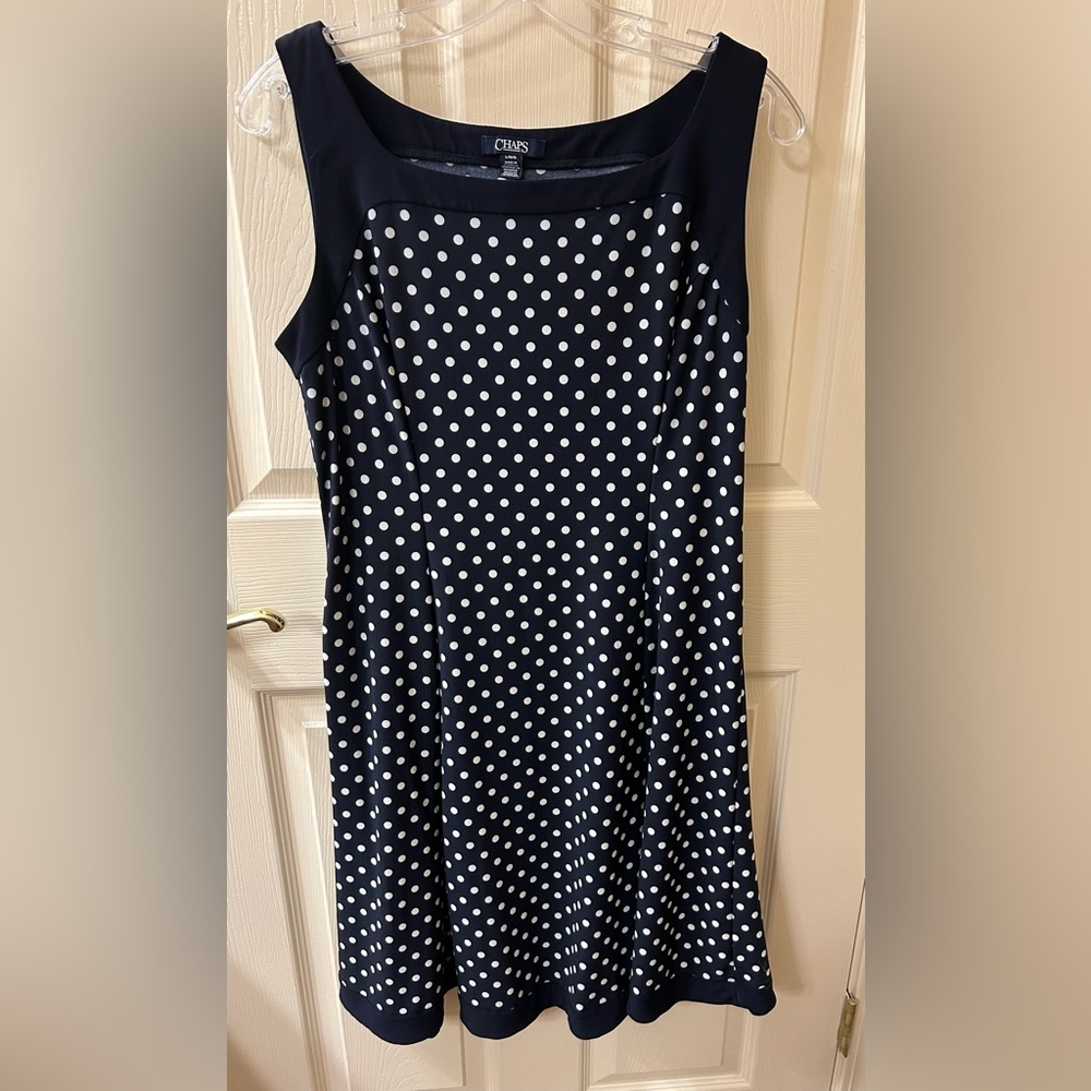 Chaps Blue and White A-Line Sundress